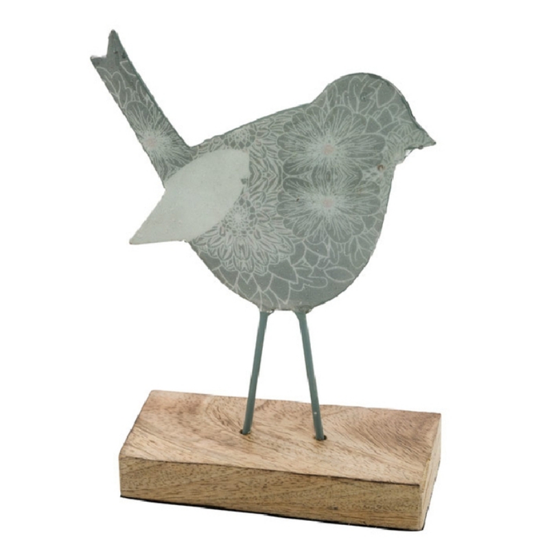 Jarní dekorace na stůl ptáček květinový 11,5x27x4cm