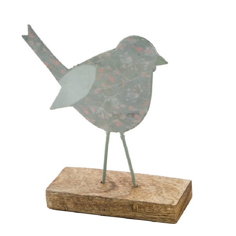 Jarní dekorace na stůl ptáček s květinovým motivem 11,5x27x4cm