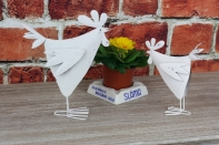 Jarní dekorace plechový kohout bílý 19cm