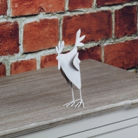 Jarní dekorace plechový kohout bílý 19cm