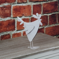 Jarní dekorace plechový kohout bílý 25cm