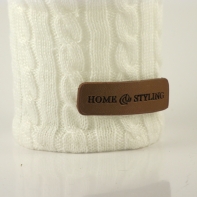 Kalíšek na svíčku sklo + bílý vlněný návlek