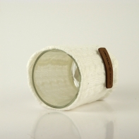 Kalíšek na svíčku sklo + bílý vlněný návlek