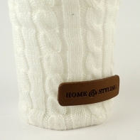 Kalíšek na svíčku sklo + bílý vlněný návlek