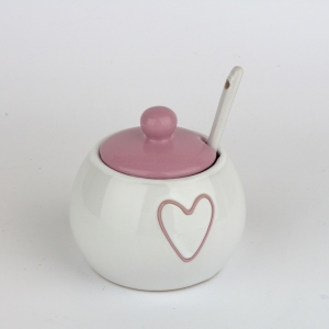 Keramická cukřenka se srdcem fialová 8x9x8,3cm