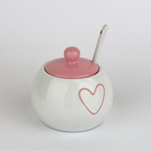 Keramická cukřenka se srdcem růžová 8x9x8,3cm