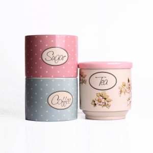 Keramická dóza na kávu / čaj / cukr Rose 29,5x13cm - poškozená