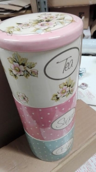 Keramická dóza na kávu / čaj / cukr Rose 29,5x13cm - poškozená