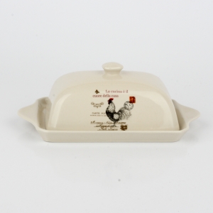 Keramická dóza na máslo kohout 19x10,5x7,5cm