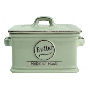 Keramická dóza na máslo zelená Pride of Place 13,5x9,7x10cm