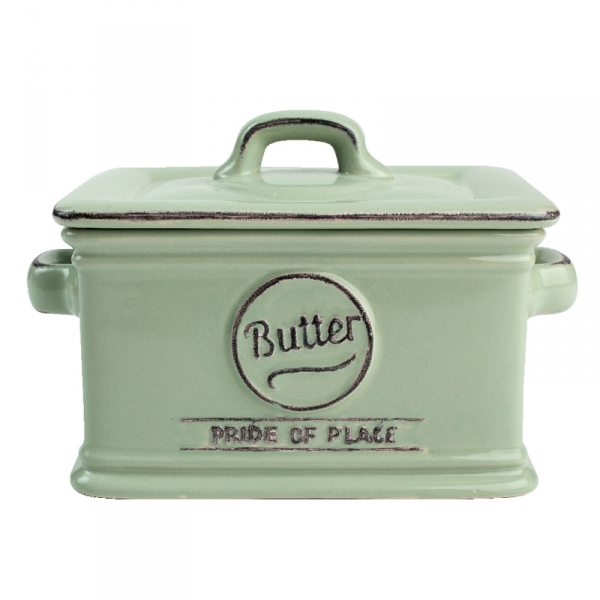 Keramická dóza na máslo zelená Pride of Place 13,5x9,7x10cm