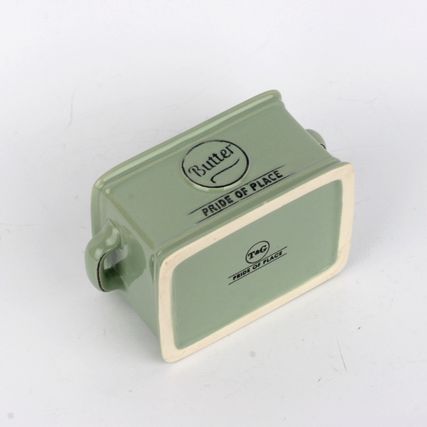 Keramická dóza na máslo zelená Pride of Place 13,5x9,7x10cm