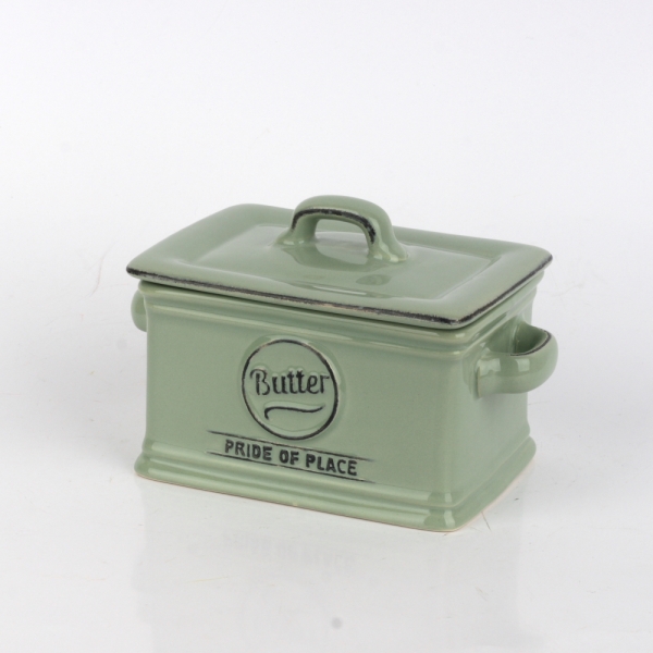 Keramická dóza na máslo zelená Pride of Place 13,5x9,7x10cm