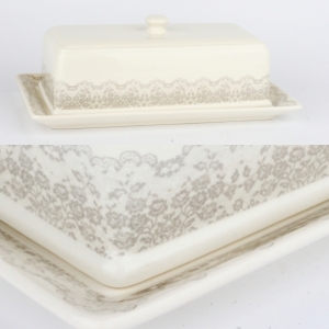 Keramická dóza na potraviny krajka 36x20cm