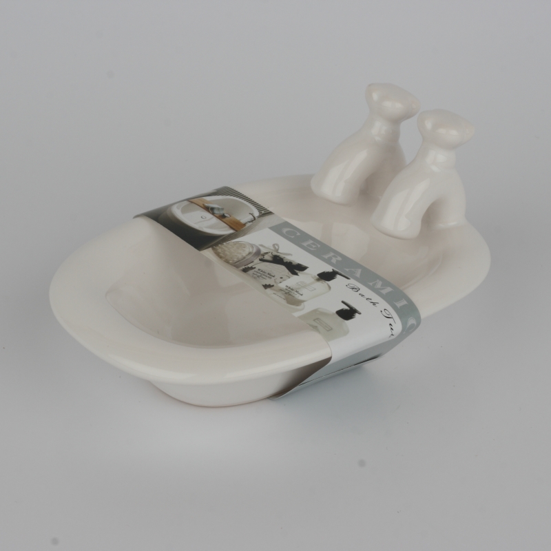 Keramická miska na mýdlo vana bílá 15x10x8cm