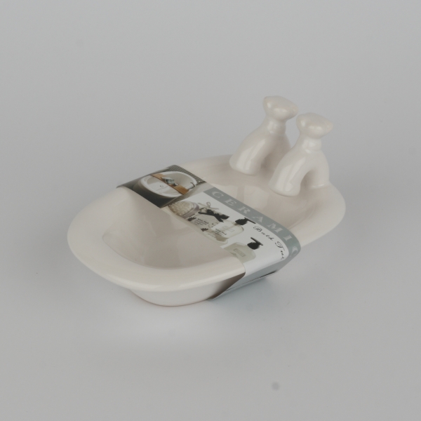 Keramická miska na mýdlo vana bílá 15x10x8cm