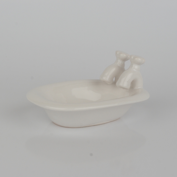 Keramická miska na mýdlo vana bílá 15x10x8cm