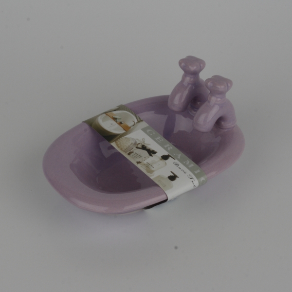 Keramická miska na mýdlo vana fialová 15x10x8cm