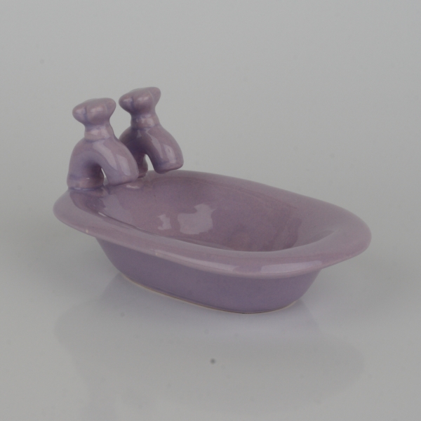 Keramická miska na mýdlo vana fialová 15x10x8cm