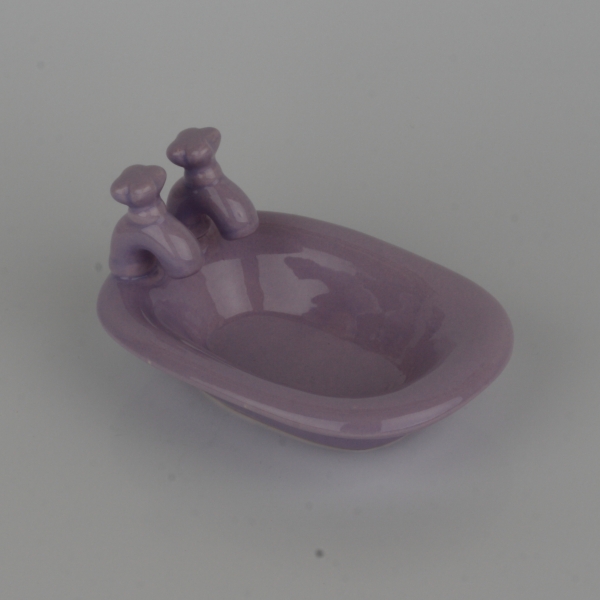 Keramická miska na mýdlo vana fialová 15x10x8cm