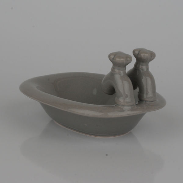 Keramická miska na mýdlo vana šedá 15x10x8cm