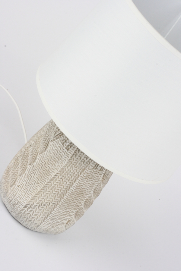 Keramická stolní lampa pletený vzor 22x36cm