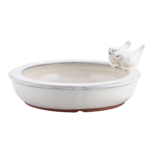 Keramické pítko pro ptáky 27cm - krémové - vyřazeno