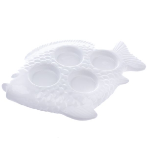 Keramický adventní svícen ve tvaru vánočního kapra