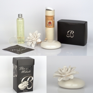 Keramický designový difuzér bílý oválný Blanco Frutos Rojos 200ml