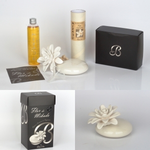 Keramický difuzér bílý oválný Blanco Flor de Vainilla 200ml