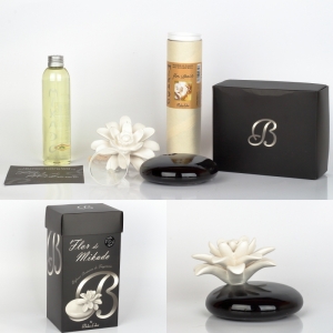 Keramický difuzér černý oválný červená růže Negro Flor Blanca 200ml