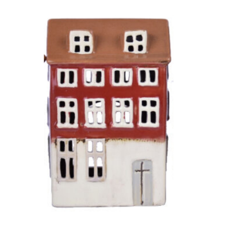 Keramický domeček na svíčku 10,5x16x7,5cm B