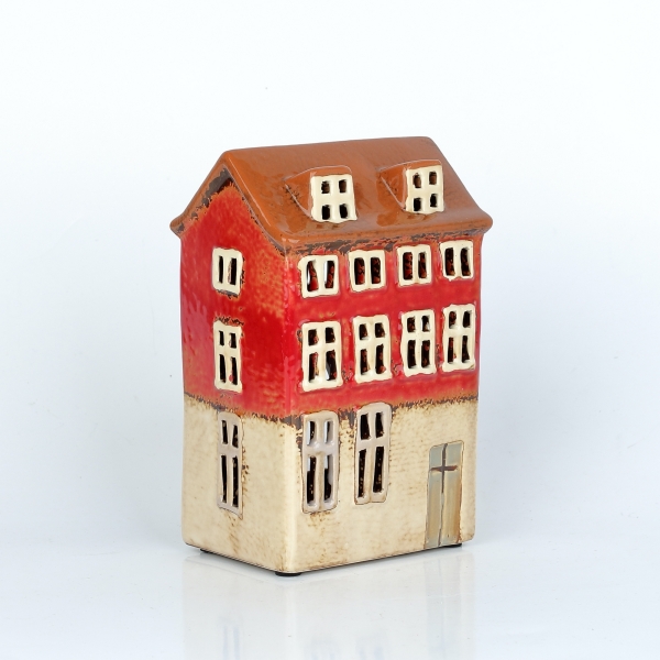 Keramický domeček na svíčku 10,5x16x7,5cm B