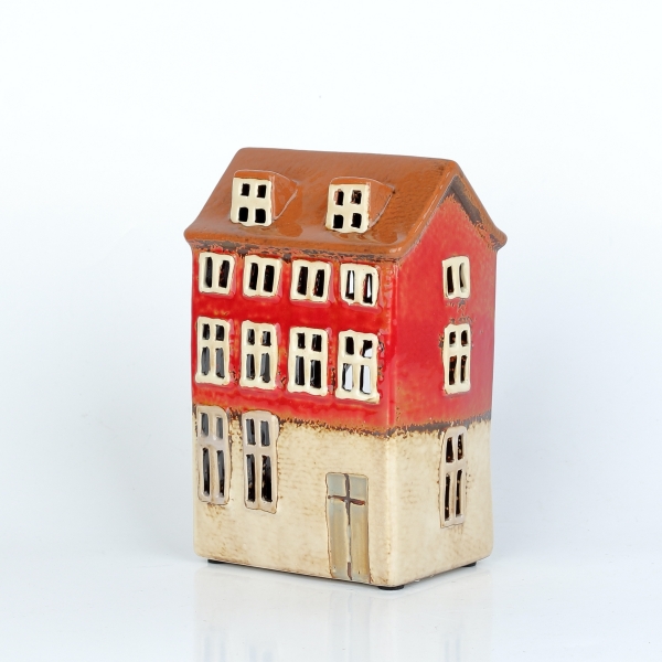 Keramický domeček na svíčku 10,5x16x7,5cm B