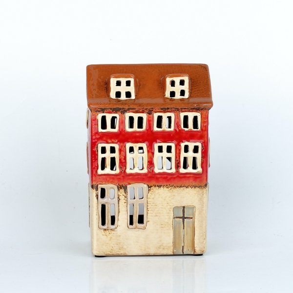 Keramický domeček na svíčku 10,5x16x7,5cm B
