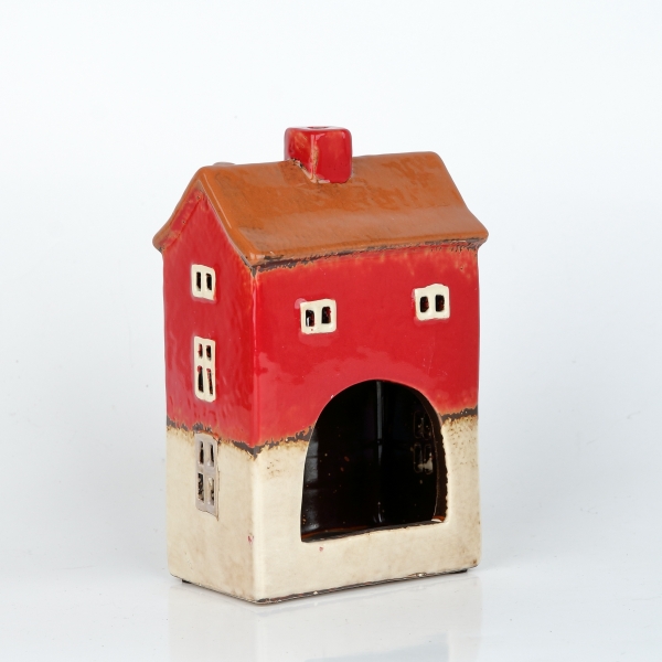 Keramický domeček na svíčku 11,5x18,5x8cm C