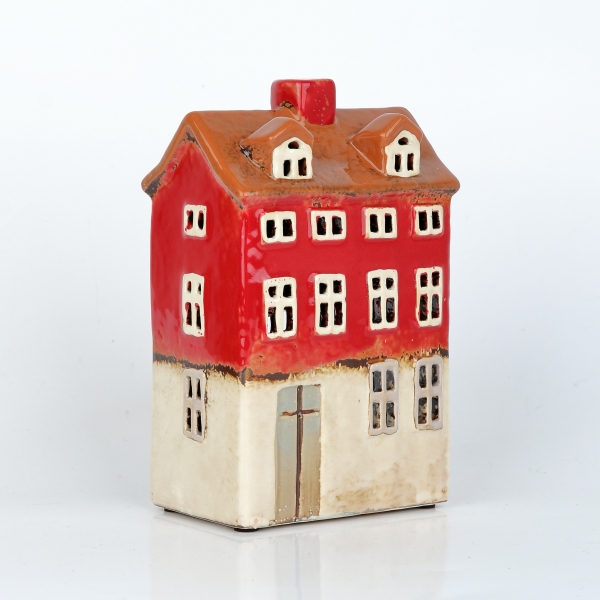 Keramický domeček na svíčku 11,5x18,5x8cm C