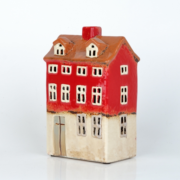 Keramický domeček na svíčku 11,5x18,5x8cm C