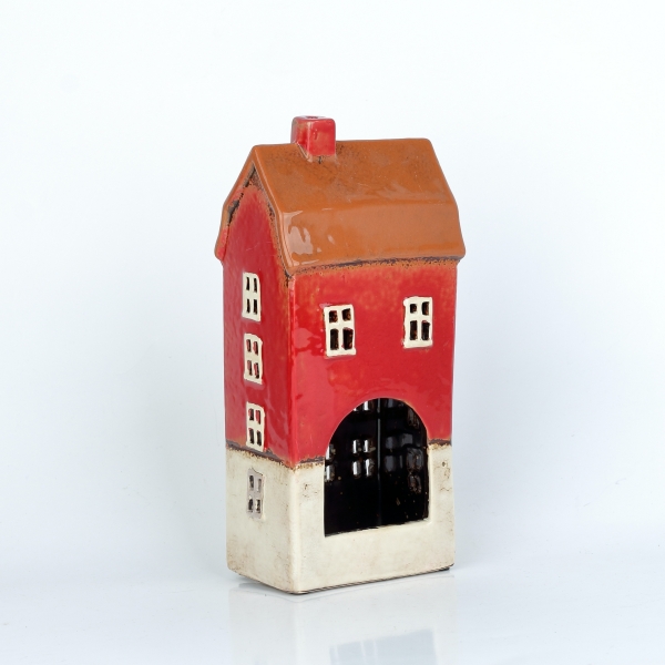 Keramický domeček na svíčku 11,5x25x7,5cm B