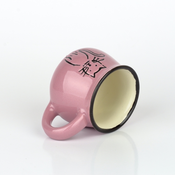 Keramický hrneček s kočkou - fialový