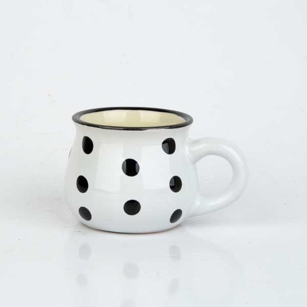 Keramický hrnek bílý s černými puntíky 75ml