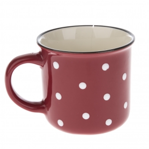 Keramický hrnek červený s puntíky 350ml