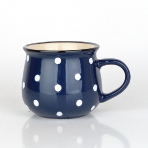 Keramický hrnek krajáč modrý s puntíky 230ml 