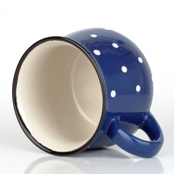 Keramický hrnek krajáč modrý s puntíky 770ml
