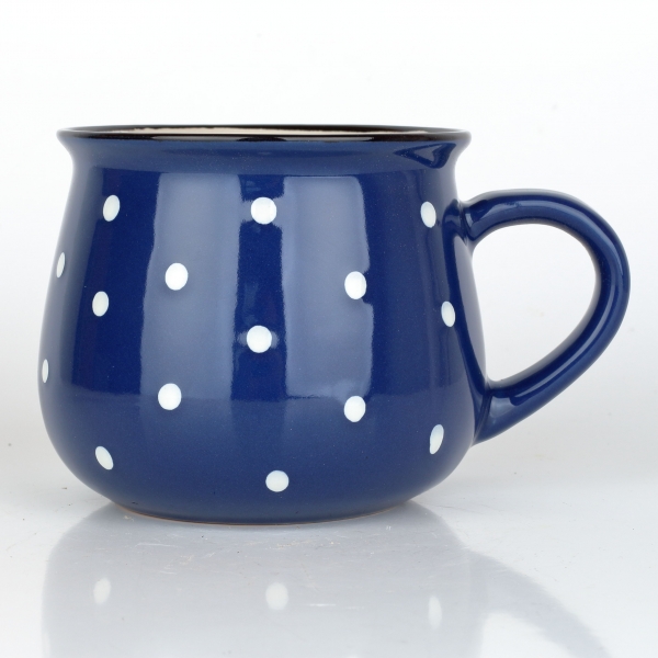 Keramický hrnek krajáč modrý s puntíky 770ml