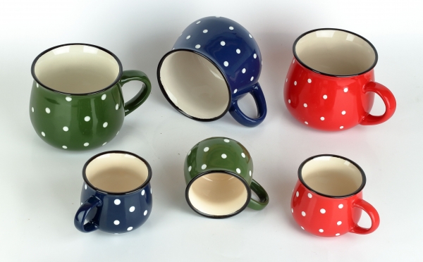 Keramický hrnek krajáč modrý s puntíky 770ml