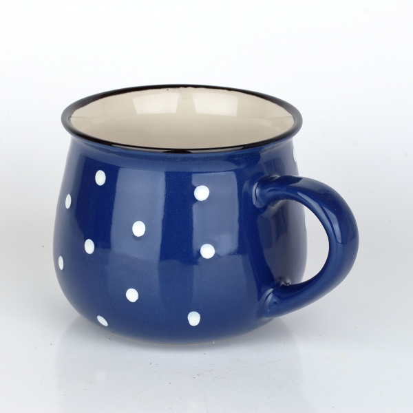 Keramický hrnek krajáč modrý s puntíky 770ml