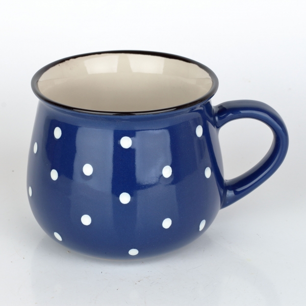 Keramický hrnek krajáč modrý s puntíky 770ml