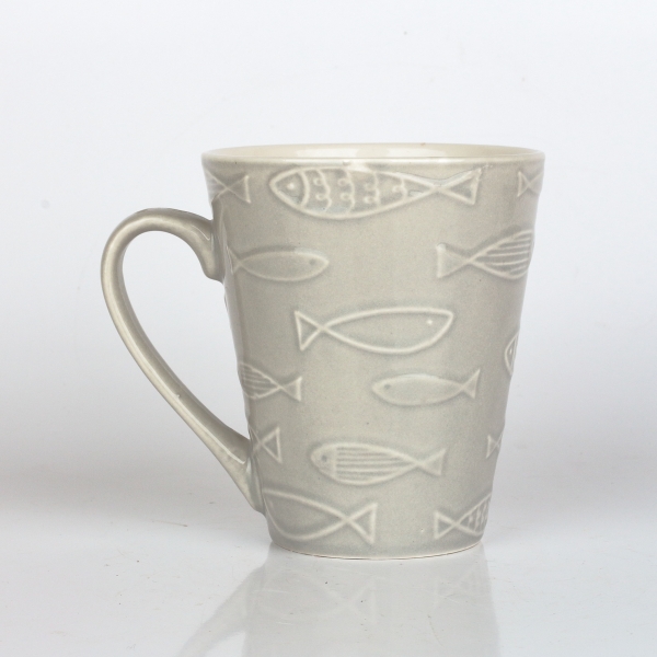 Keramický hrnek ryby béžový 290ml