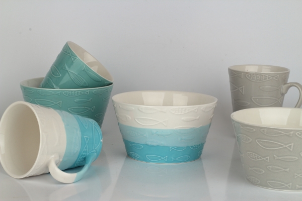 Keramický hrnek ryby béžový 290ml